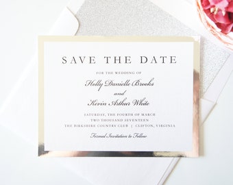 Elegant Save the Date Card, Silver Glitter Save the Dates, Wedding Save the Date Cards - DEPOSIT