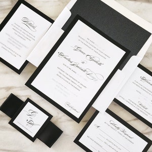 Black and White Wedding Invitation, Black Tie Wedding Invitations ...