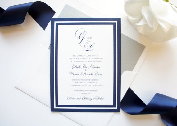 Navy And Grey Wedding Invitations 4