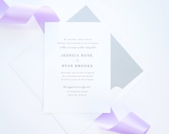 Minimalist Purple Wedding Invitation Set, Elegant Simple Wedding Invitation, Modern Wedding Invitation - Deposit