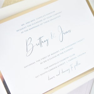Formal Gold Wax Seal Wedding Invitations, Vellum Jacket Invitation Suite, Elegant Invite Set with rsvp and reception card - Deposit