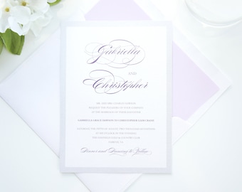 Purple Wedding Invitations: Plum, Silver & Lilac - Deposit