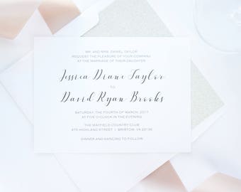 Modern Script Wedding Invitations, Modern Calligraphy Wedding Invitation, Modern Wedding Invitation - Deposit