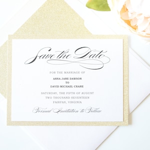 Gold Glitter Save the Date Card, Glitter Save the Dates, Mariage Save the Dates - DÉPÔT