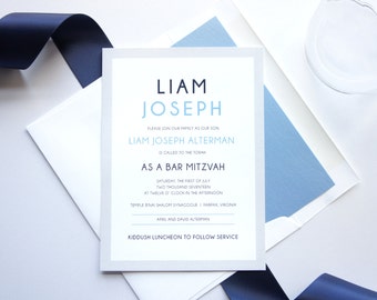 Custom Bar Mitzvah Invitation, Bar Mitzvah Invite QR Code RSVP, Bar Mitzvah Invitation Set, Printed Invitations Hebrew Letters - Deposit