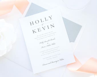 Peach Wedding Invitations, Blush Wedding Invitations, Wedding Invitation Set, Invitation Suite - Deposit