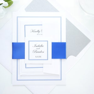 Royal Blue Wedding Invitation, Classic, Formal, Traditional Blue and Silver Gray Invites - SAMPLE SET