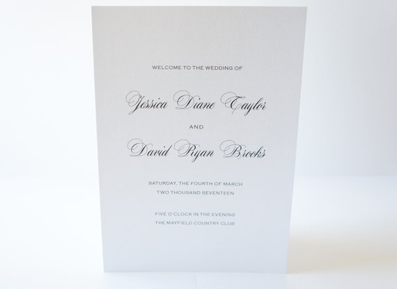 Traditional Wedding Programs Formal Wedding Programs Folded Etsy