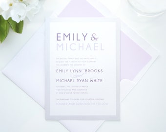 Purple and Silver Wedding Invitation, Plum and Lilac Wedding Invitations, Purple Wedding Invitation Package, Purple Invitation Set- Deposit