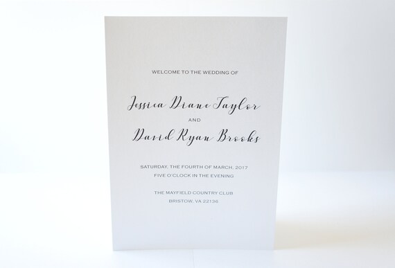 Printed Wedding Ceremony Programs Modern Script Wedding Etsy