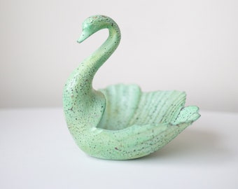 Rare Vintage Metal Swan with Patina, Vintage Brass