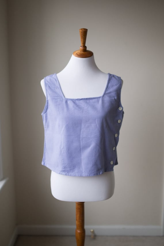 Vintage Boxy Cropped Linen Top | Linen Cotton Blen