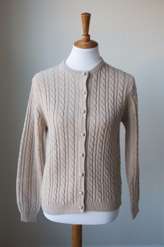 Vintage Cable Knit Cardigan | Neutral Cardigan