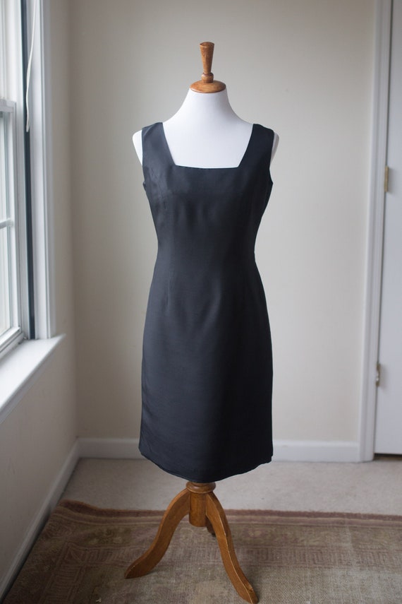Vintage Black Silk Sheath Dress | Silk Shift Dress