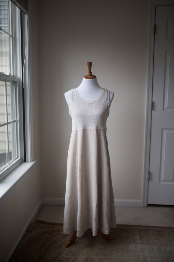 Vintage Long Linen Dress | Linen Blend Dress | Lin