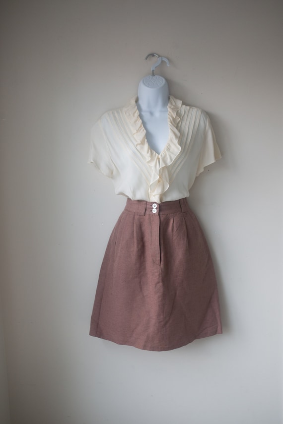 Vintage High Waisted Linen Skirt | High Rise Mini
