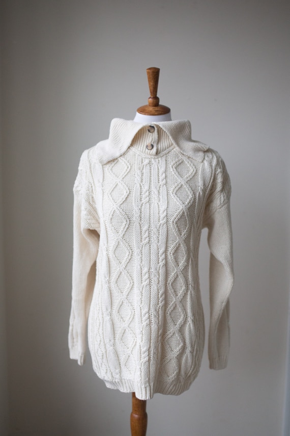 Vintage Ivory Cable Knit Sweater | Fisherman Style