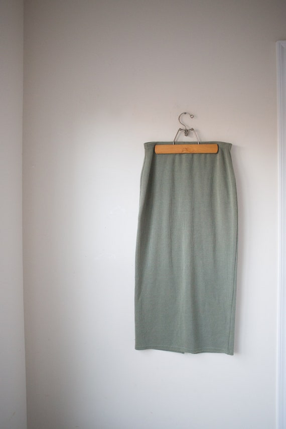 Vintage Soft Cotton Blend Pencil Skirt, 90s Fitted