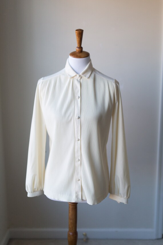 Vintage Pleated Ivory Blouse