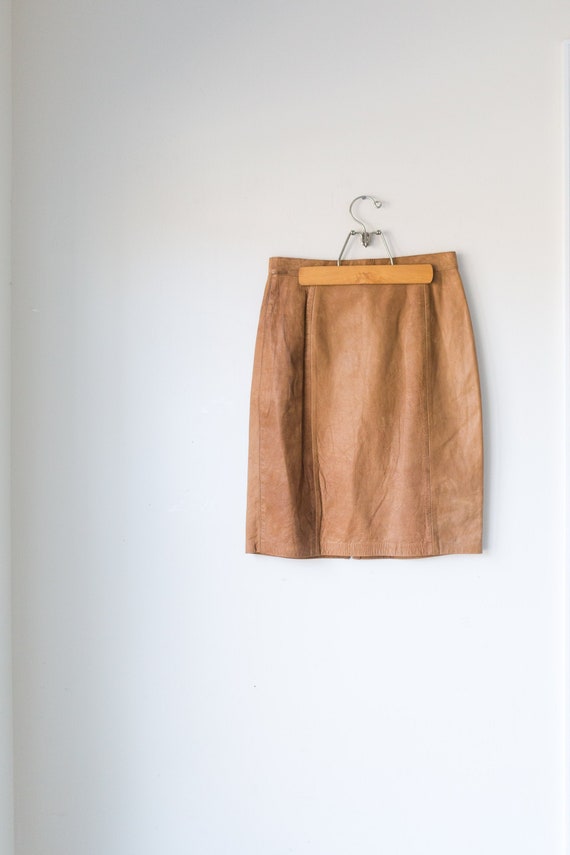 Vintage Leather Pencil Skirt, Worn Leather Skirt
