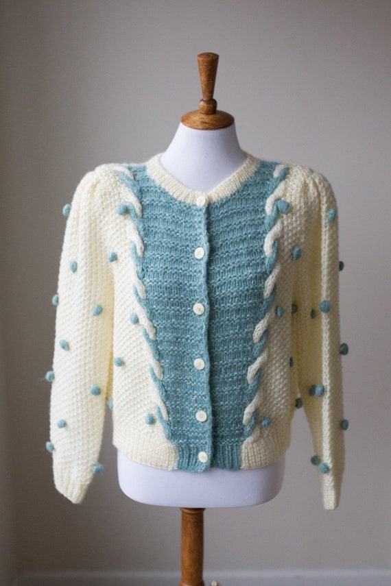 Vintage Hand Knit Bobble Knit Sweater | Pastel But
