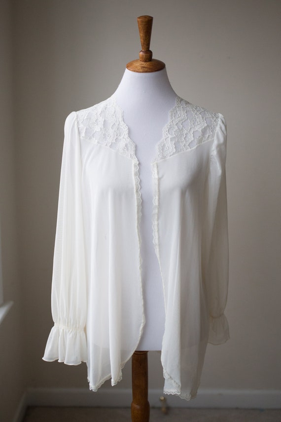 Vintage Sheer Ivory Robe | Vintage Lace Detailed R
