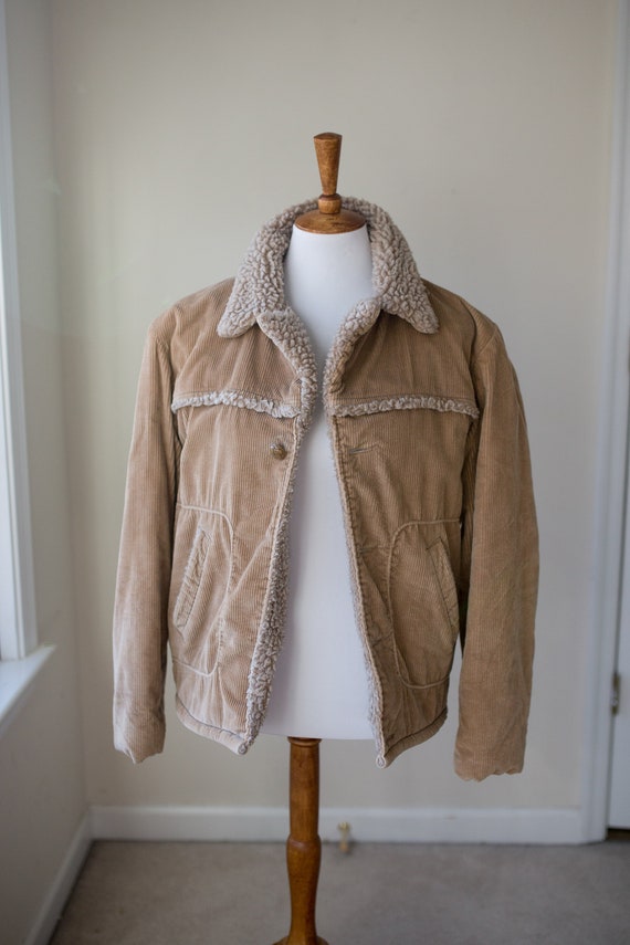 Vintage Corduroy Sherpa Jacket | Tan Corduroy Coat