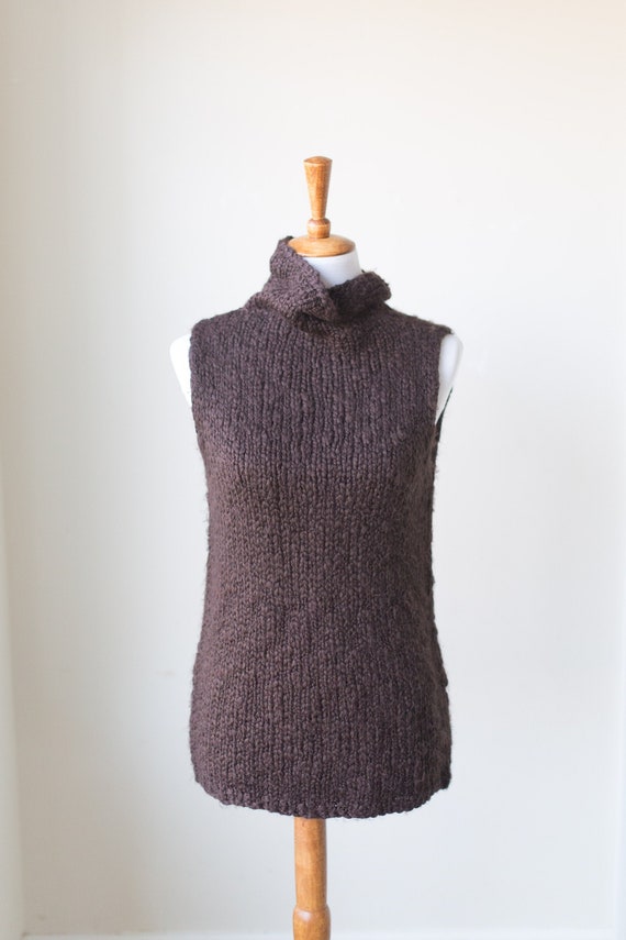 Vintage Chunky Sleeveless Turtleneck, Knit Sweater