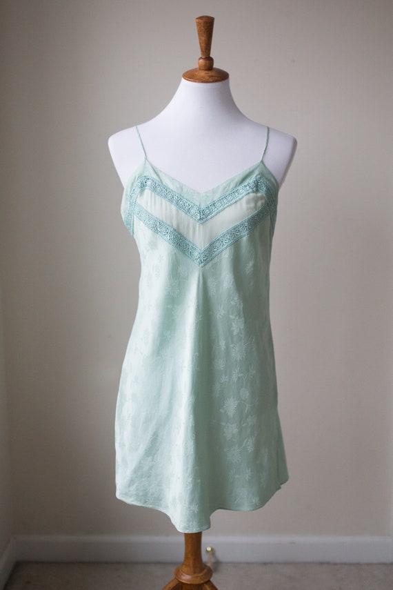 Vintage Silk Soft Mint Slip | Vintage Lingerie | S