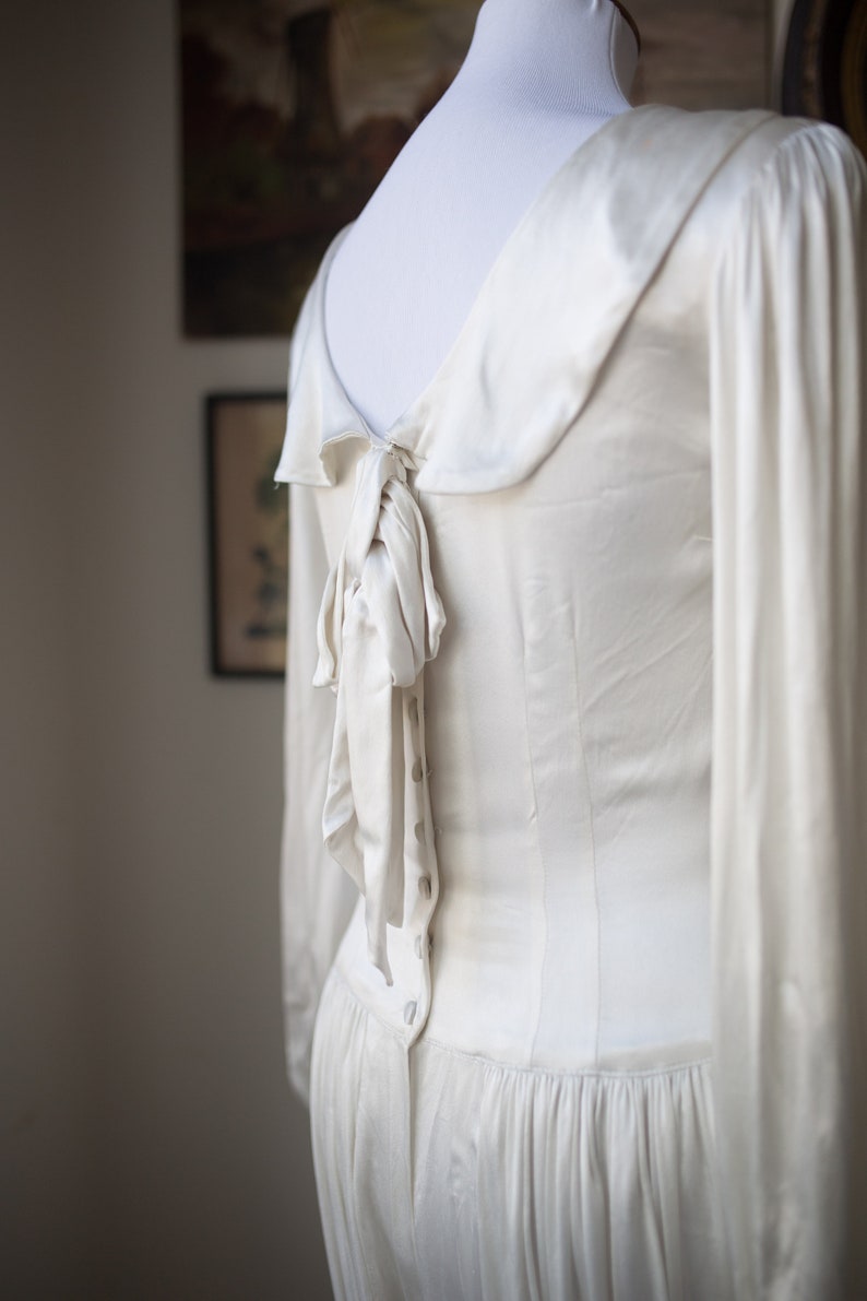 Vintage Wedding Dress 1930s wedding gown Vintage Satin Gown Vintage Long Sleeve Wedding Gown Drop Waist Wedding Gown