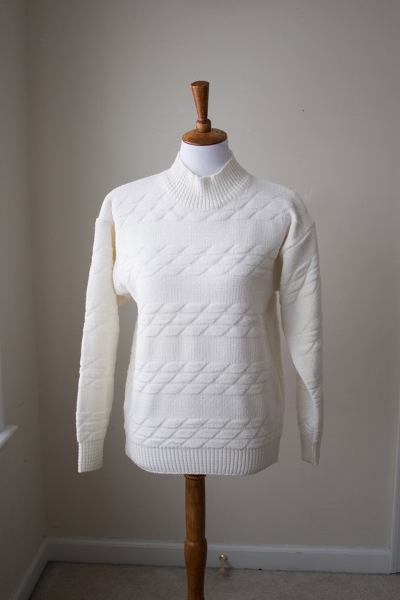 Vintage Ivory Jantzen Sweater, Mock Neck Sweater