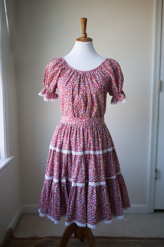 Vintage Pink Skirt and Blouse Set | Garden Dress |