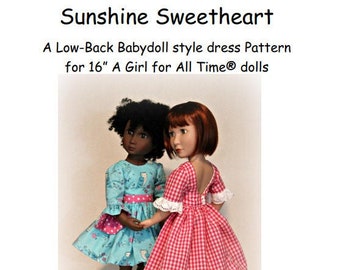 Sunshine Sweetheart dress PATTERN for 16" slim dolls
