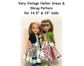 Very Vintage Halter Dress & Shrug PRINTED PATTERN 14.5/15" dolls