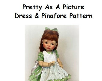 Pretty as a Picture Dress & Pinafore PDF PATTERN for 18" Meadow Dolls