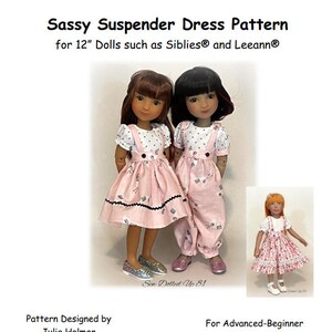 Sassy Suspender Dress PDF PATTERN for 12" Dolls