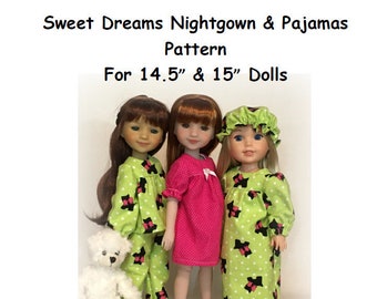 Revised Sweet Dreams Nightgown & Pajama PATTERN for 14.5" and 15" dolls