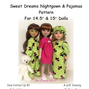 Revised Sweet Dreams Nightgown & Pajama PATTERN for 14.5&quot; and 15&quot; dolls