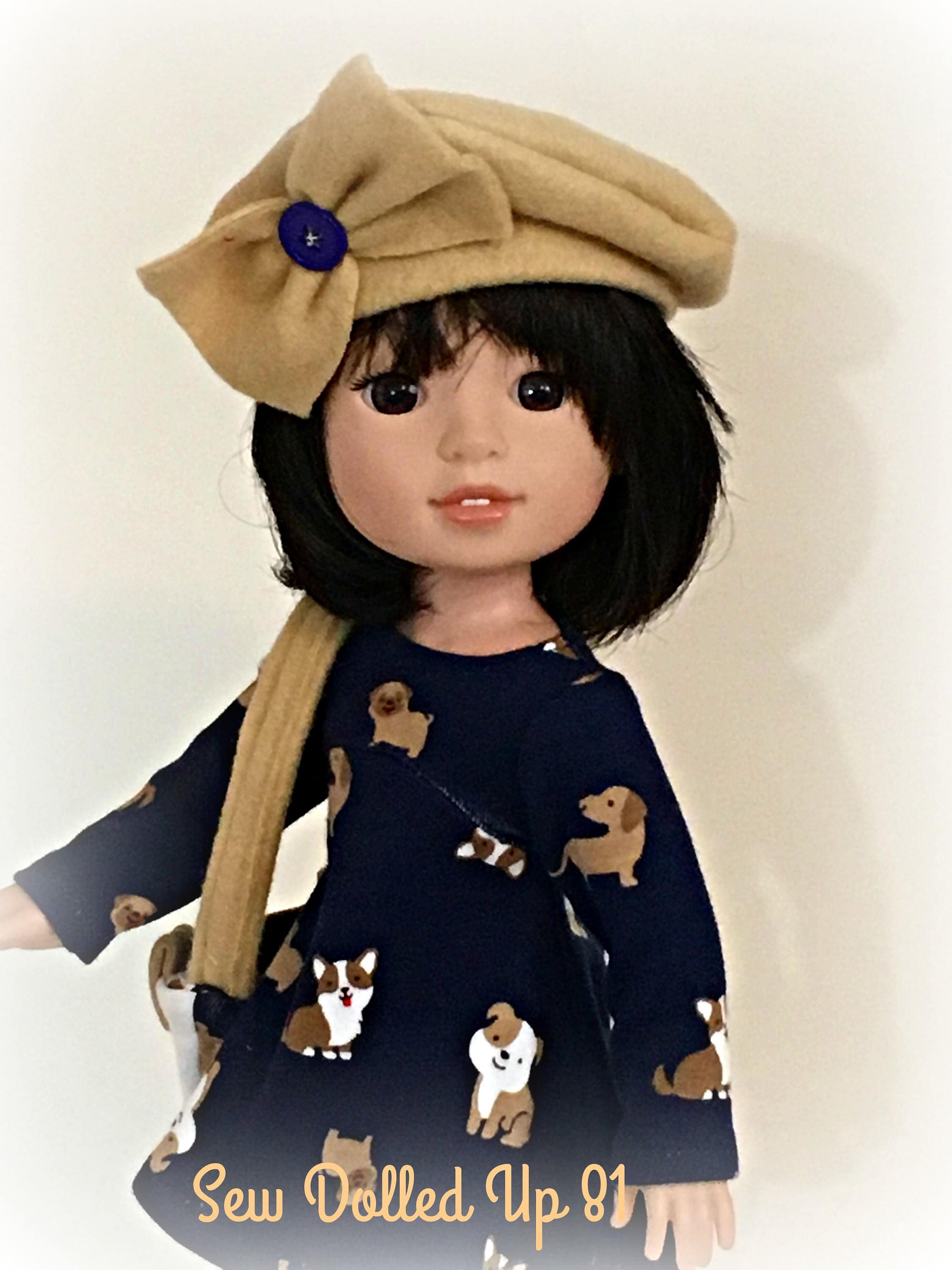 Going to the Dogs Mini Dress and Beret for 14 inch dolls Etsy
