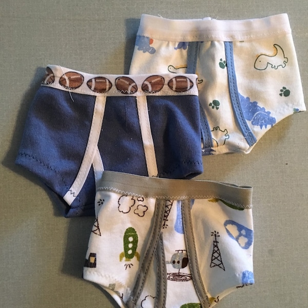 Set of Boys Briefs to fit 18 inch dolls like American Girl, Our Generation and similar soft-bodied dolls