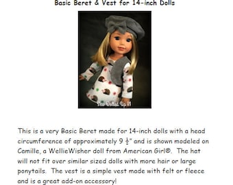 Basic Beret and Vest PATTERN for 14" dolls