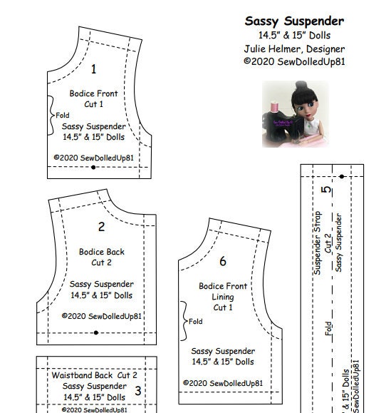 Sassy Suspender Dress PATTERN for 14.5 & 15 dolls