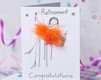 Personalised 3D Retirement Card  + gift tag. Fluffy tutu design S,M,XL sizes