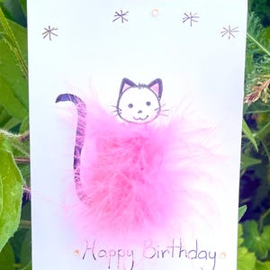 Carte d'anniversaire chat 3D personnalisée faite main, amusante, duveteuse