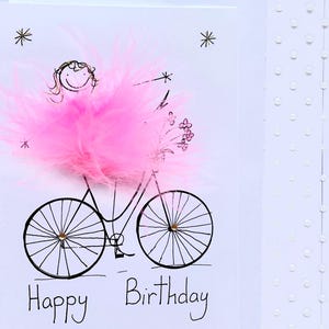 Biglietto di auguri di compleanno personalizzato fatto a mano con abito soffice 3D a forma di bicicletta: regalo divertente, unico, felice e di alta qualità
