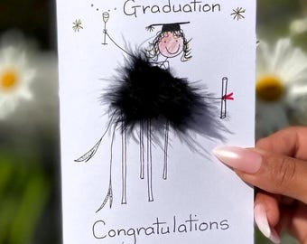 Personalised 3D Graduation Card, Fluffy Tutu Design, gift tag option