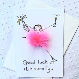 Gepersonaliseerde 3D-kaart Veel succes op de universiteit, leuk, vrolijk, pluizig. + Cadeaulabeloptie.