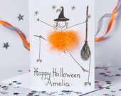3D fluffy Halloween Handmade,  unique, fun Personalised card,