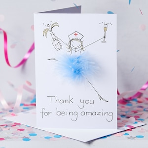 Thank you Nurse 3D Karte Handmade Personalisiert, einzigartig, flauschig, Qualitätsprodukt.