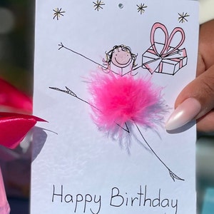 Handgemaakte gepersonaliseerde verjaardagscadeaukaart, leuk, pluizig, 3D uniek + optie cadeaulabel